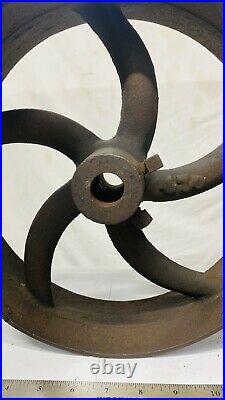 Curved Spoke Flat Belt Pulley Hit Miss Gas Engine Cast Iron #470