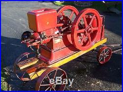 EARLY 4 1/2hp UNITED Hit Miss Engine ELECTRIC WHEEL Cart Antique Motor Steam WOW