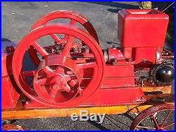 EARLY 4 1/2hp UNITED Hit Miss Engine ELECTRIC WHEEL Cart Antique Motor Steam WOW
