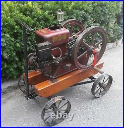 ECONOMY 1 3/4 H. P. HIT and MISS ENGINE with CART. BUILT 1927