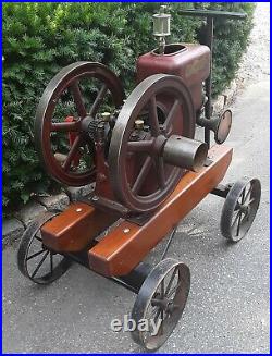 ECONOMY 1 3/4 H. P. HIT and MISS ENGINE with CART. BUILT 1927