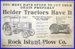 Early Heider Tractor Sign Old Gas Engine Hit Miss Steam Rock Island Plow Company