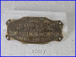 Early ORIGINAL Brass Name Plate for a 3 HP Domestic type A hit & miss engine