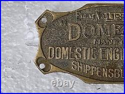 Early ORIGINAL Brass Name Plate for a 3 HP Domestic type A hit & miss engine