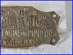 Early ORIGINAL Brass Name Plate for a 3 HP Domestic type A hit & miss engine