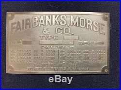 Fairbanks Morse T Vertical Brass Data Plate Tag Antique Gas Engine Hit Miss