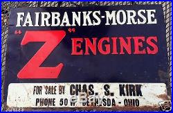Fairbanks Morse Tin Sign Z Gas Engines Hit Miss Old Farm Advertising Bethesda OH