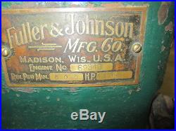 Fuller & Johnson 1 1/2 hp Engine Complete Runs Good Sumter Magneto Hit & Miss