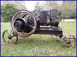 GREAT RUNNING 5HP MONITOR HJ HIT & MISS GAS ENGINE With CLUTCH & CART! (SEE VIDEO)