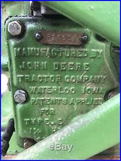 Great Running John Deere 11/2HP Antique Hit And Miss Gas Engine