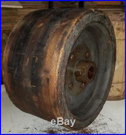 HUGE! FLAT BELT PULLEY WHEEL hit & miss steam engine industrial steampunk wood