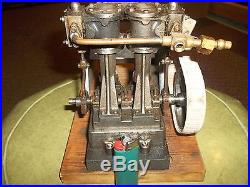 Hit Miss Air Engine old two cylinder antique steam paddle wheel very nice works