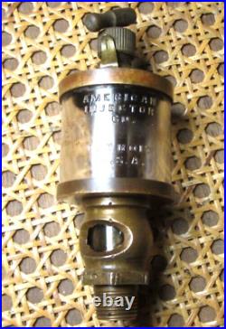 Hit Miss Raised Lettering American Injector Co. Brass Drip Engine Cylinder Oiler