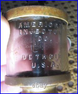 Hit Miss Raised Lettering American Injector Co. Brass Drip Engine Cylinder Oiler