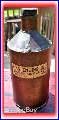 Hit n Miss Stetson gas engine oil can & wooden tool box combination