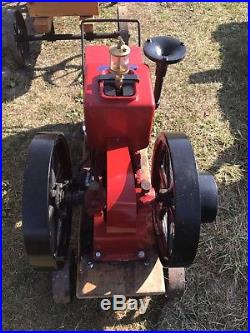 IHC International Famous 1 HP Hit and Miss Engine, Hopper Cooled, With Cart