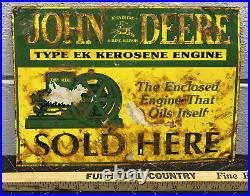 John Deere Embossed Sign Hit Miss Engine Tractor Farm Agriculture Stationary