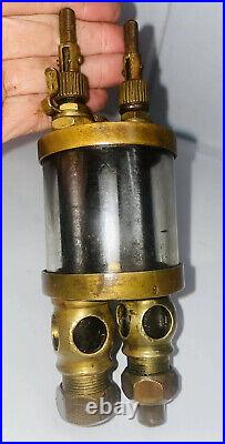 LAVIGNE #9 Brass Cylinder DOUBLE 2 FEED Oiler Hit Miss Engine Steampunk Antique