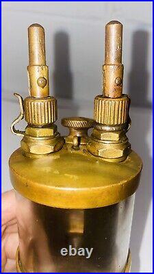 LAVIGNE #9 Brass Cylinder DOUBLE 2 FEED Oiler Hit Miss Engine Steampunk Antique
