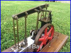 Large scale walking beam steam engine with water pump hit and miss