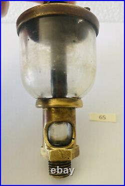 Lonergan Wine EMBOSSED Glass Bottom Brass #325 Oiler Hit Miss Gas Engine Antique