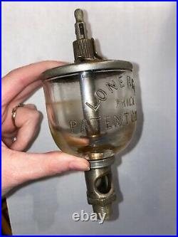 Lonergan Wine Glass Nickel Plated Oiler Hit Miss Gas Engine Antique Lonergans