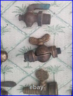 Lot of 11 Antique Vtg Hit & Miss Gas Steam Engine Brass Valves Petcocks