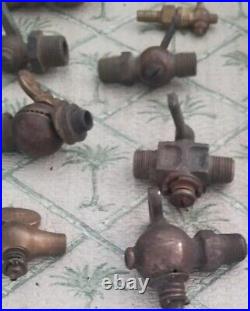 Lot of 11 Antique Vtg Hit & Miss Gas Steam Engine Brass Valves Petcocks