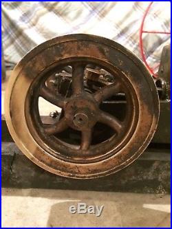 Model Hit And Miss Gas Engine Motor Brass Flywheels Antique RUNS