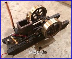Model Hit And Miss Gas Engine Motor Brass Flywheels Antique RUNS