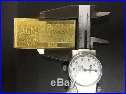 NEW Acme Etched Brass Tag Antique Gas Engine Hit Miss