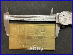 NOVO Brass Data Plate Tag Antique Gas Engine Hit Miss