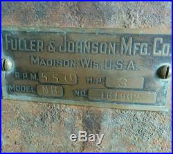 NO RESERVE! Hit Miss Engine 3 Hp. Fuller and Johnson model NB NO RESERVE