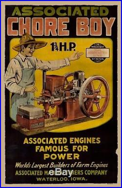 New 24x36 large print Associated Chore Boy hit and miss gas engine poster sign