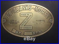 New Fairbanks Morse Hopper Cool Z brass data tag Antique Gas Engine Hit Miss