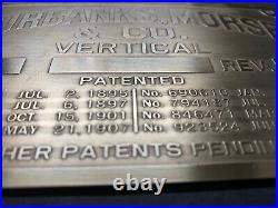 New Fairbanks Morse Vertical brass data tag Antique Gas Engine Hit Miss