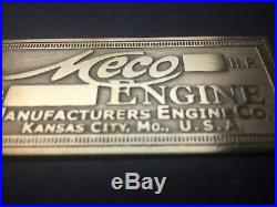 New Meco brass data tag Antique Gas Engine Hit Miss