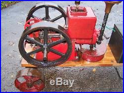 Old 1913 IHC FAMOUS 1hp Hit Miss Gas Engine Butter Churn Pulley Wheelbarrow Cart