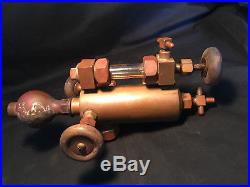 Old Detroit Lubricator Quart Size Hydrostatic Steam Engine Oiler Brass Hit Miss