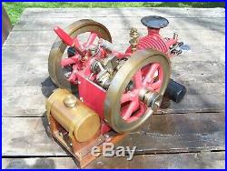 Old Model Air Cooled Unusual Hit Miss Type Flywheel Gas Engine Motor Steam NICE