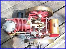 Old Model Air Cooled Unusual Hit Miss Type Flywheel Gas Engine Motor Steam NICE