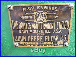 Old ROOT VANDERVOORT BL Hit Miss Gas Engine Motor Factory Cart Steam Oiler NICE