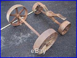 Old STOVER STA RITE Factory Jobber Cart 3 Wide Wheels Hit Miss Engine Motor WOW