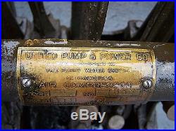 Old UNITED POWER PUMP COMPANY Hit Miss Gas Engine Belt Drive Air Compressor NICE