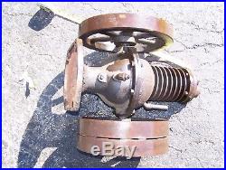 Old VERTICAL Air Cooled Compressor Flat Belt Pulley Hit Miss Gas Engine Steam