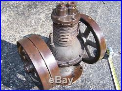Old VERTICAL Air Cooled Compressor Flat Belt Pulley Hit Miss Gas Engine Steam