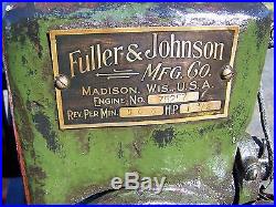 Original 1 1/2hp FULLER JOHNSON Hit Miss Gas Engine SUMTER Magneto Oiler NICE