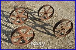 Original 6 Spoke Tall Cast Wheels Hit Miss Gas Engine Steam Industrial Cart