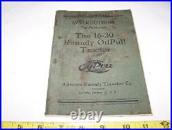 Original RUMELY OILPULL 16-30 H Tractor Owner's Manual Hit Miss Steam Engine WOW