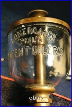 Original Rare Lonergan's Wine Glass Hit Miss Gas Engine Brass Rod Oiler